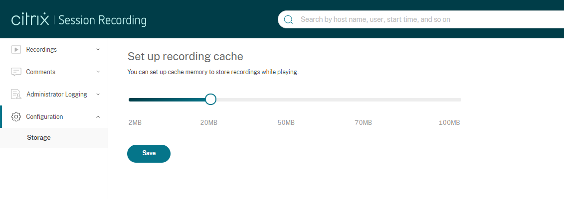 Configure cache memory for storing recordings during playback