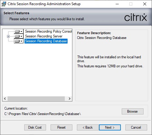 Session Recording Administration Setup screen