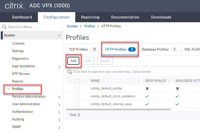 Add HTTP profiles