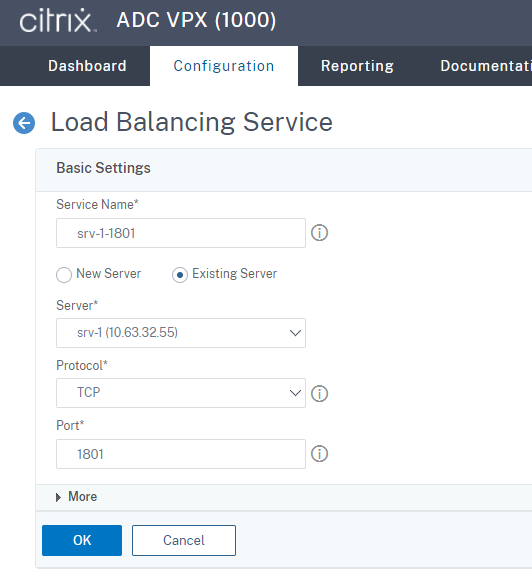 Crear un servicio de equilibrio de carga SSL del puerto 1801