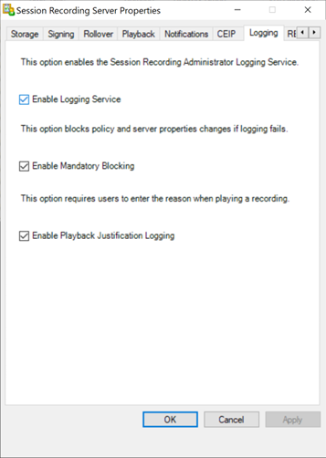 Administrator logging settings