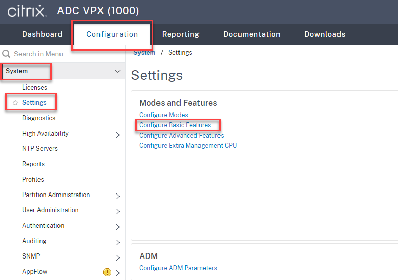 Option Configure Basic Features