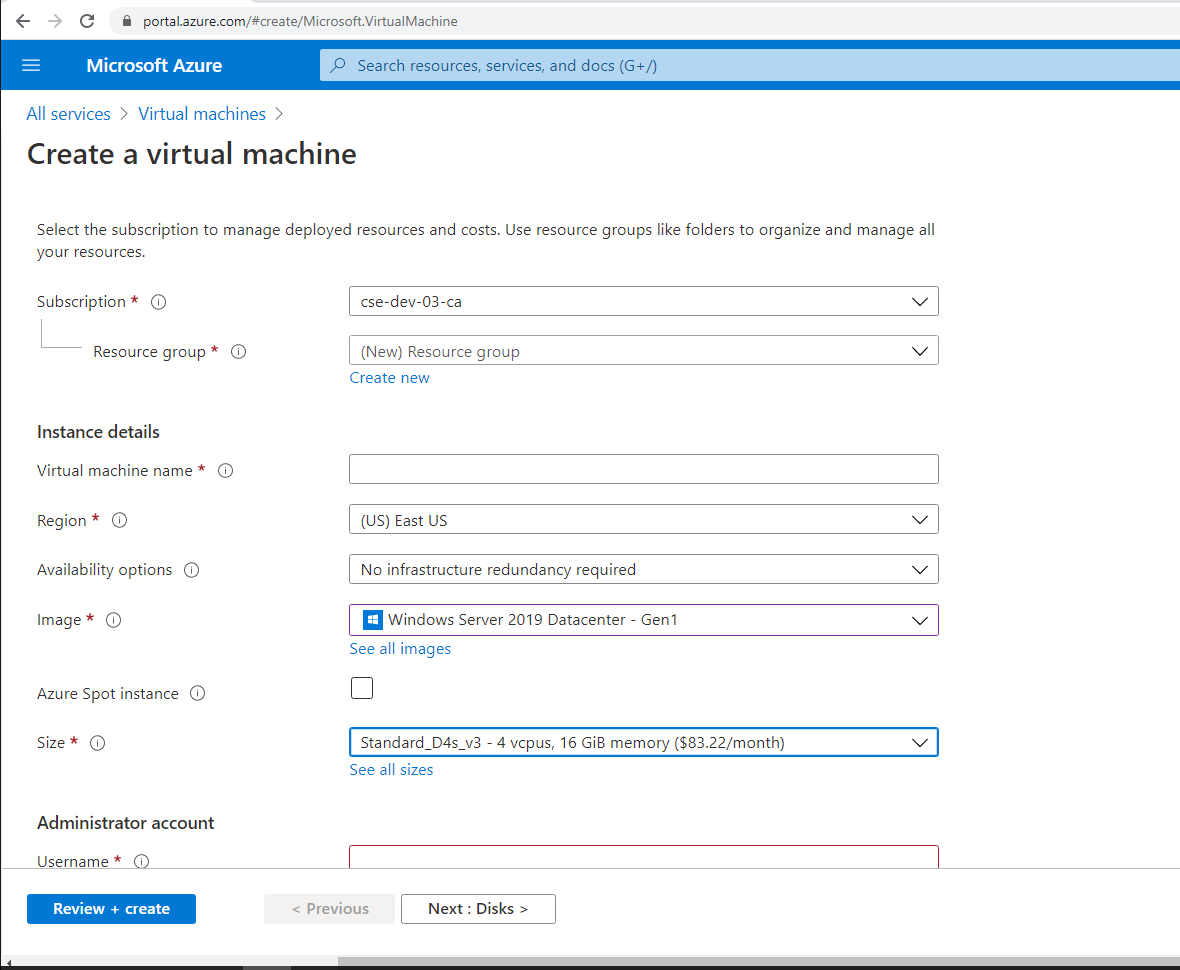 Erstellen einer VM in Azure