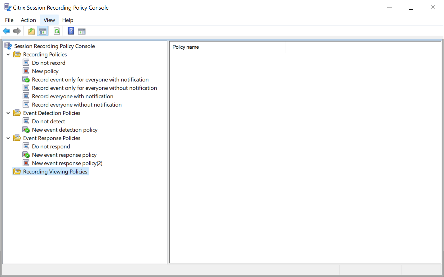 Recording viewing policies