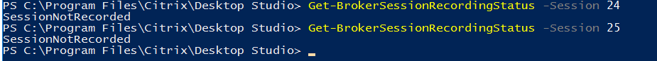 Get-BrokerSessionRecordingStatusの実行