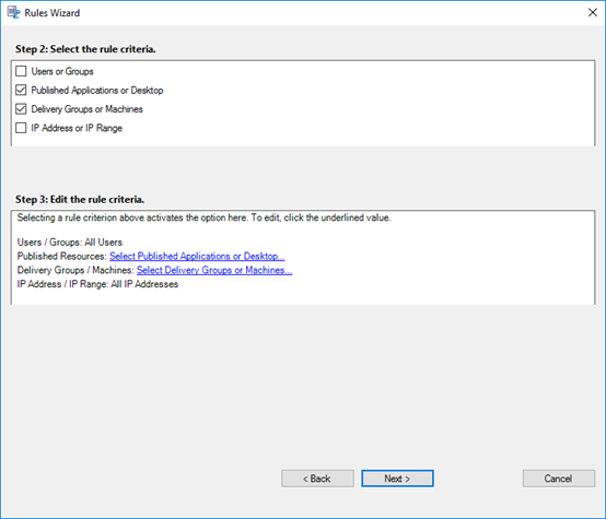 Select rule criteria