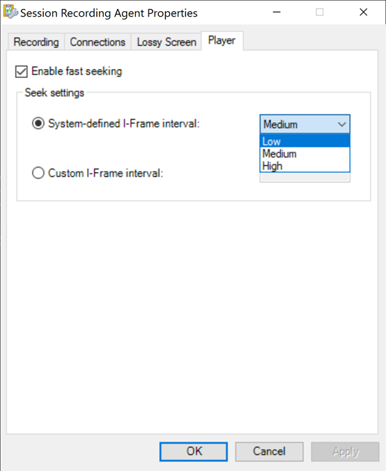 Systemdefinierte I-Frame-Intervalle