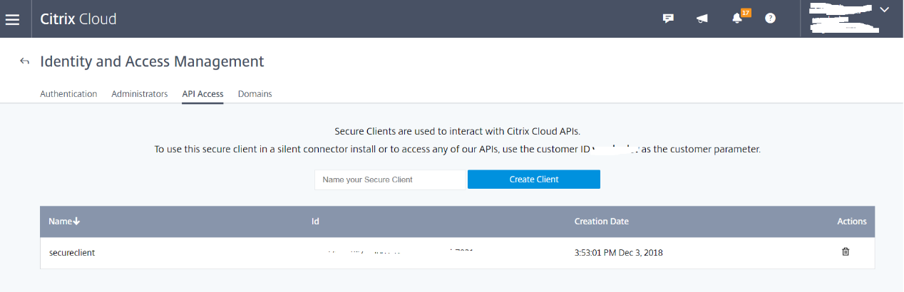 Validar credenciales de Citrix Cloud