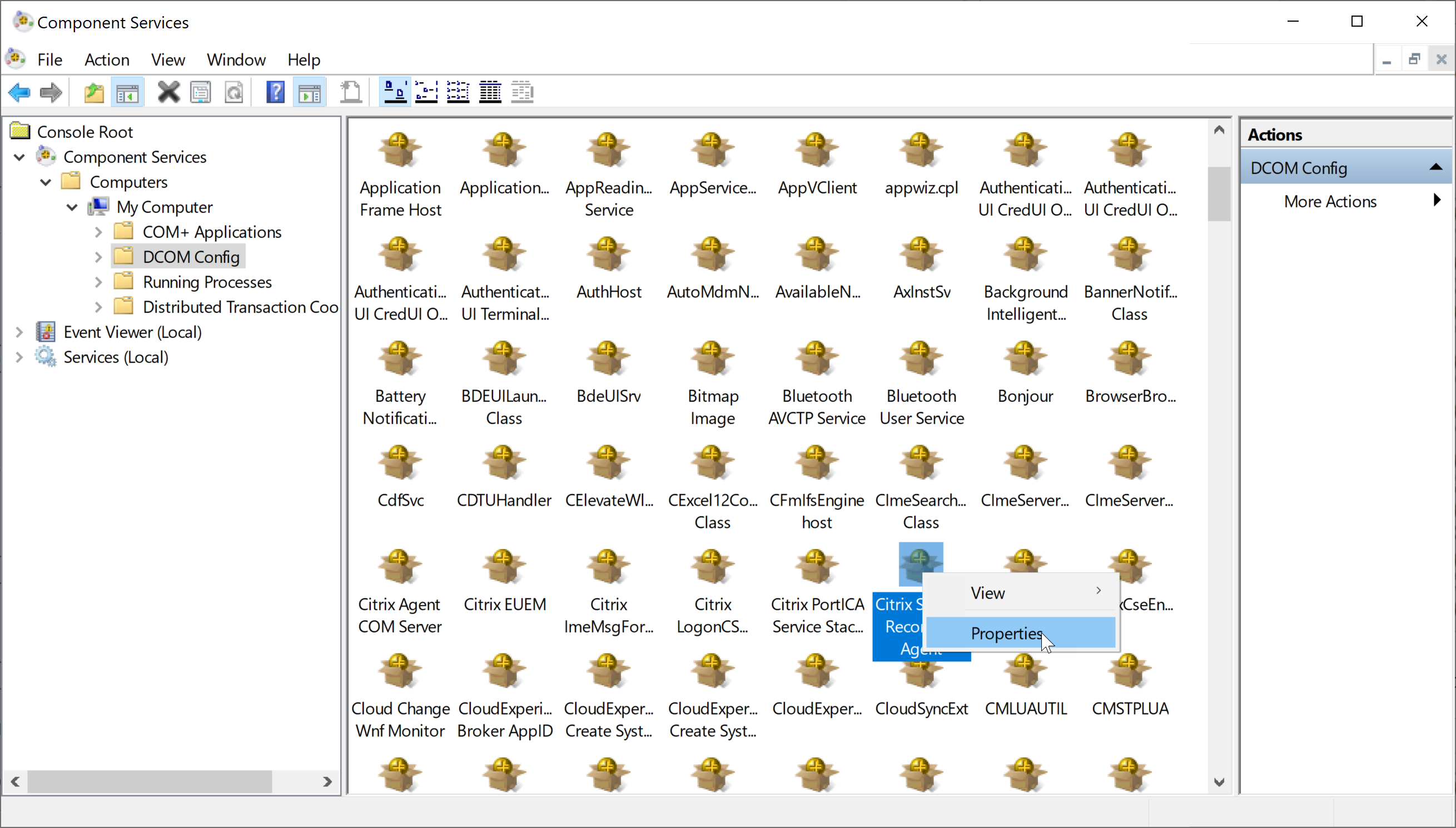 Selecting Session Recording Agent Properties