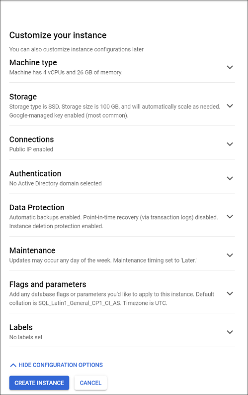 Instance summary