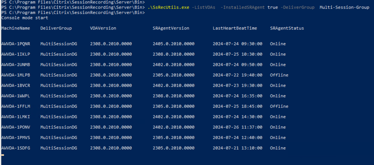 Example output when set to true