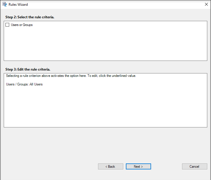 Rule criteria for an endpoint recording policy
