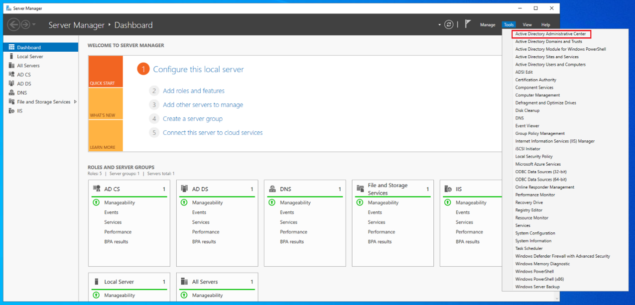 The Active Directory Administrative Center