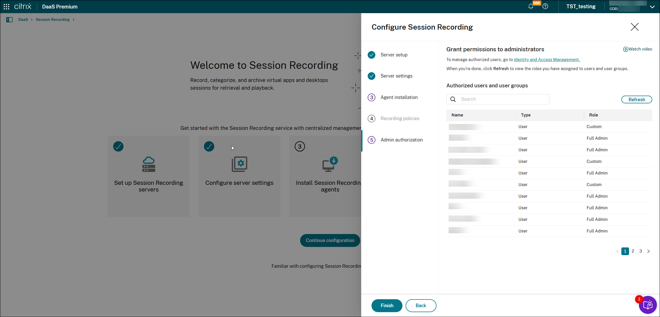 Admin authorization page