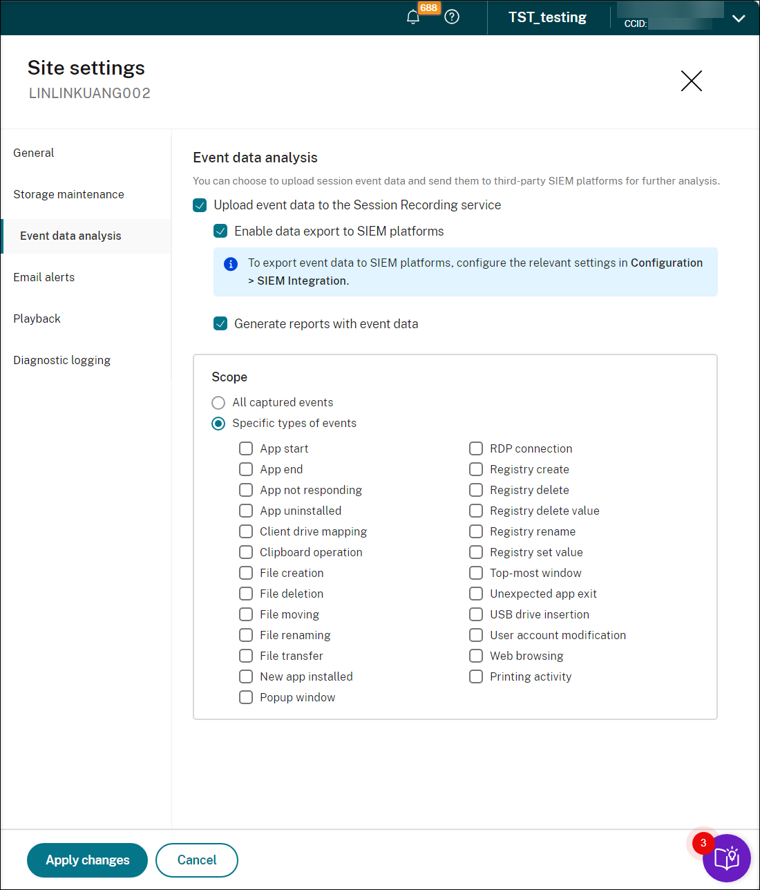 “事件数据分析”页面