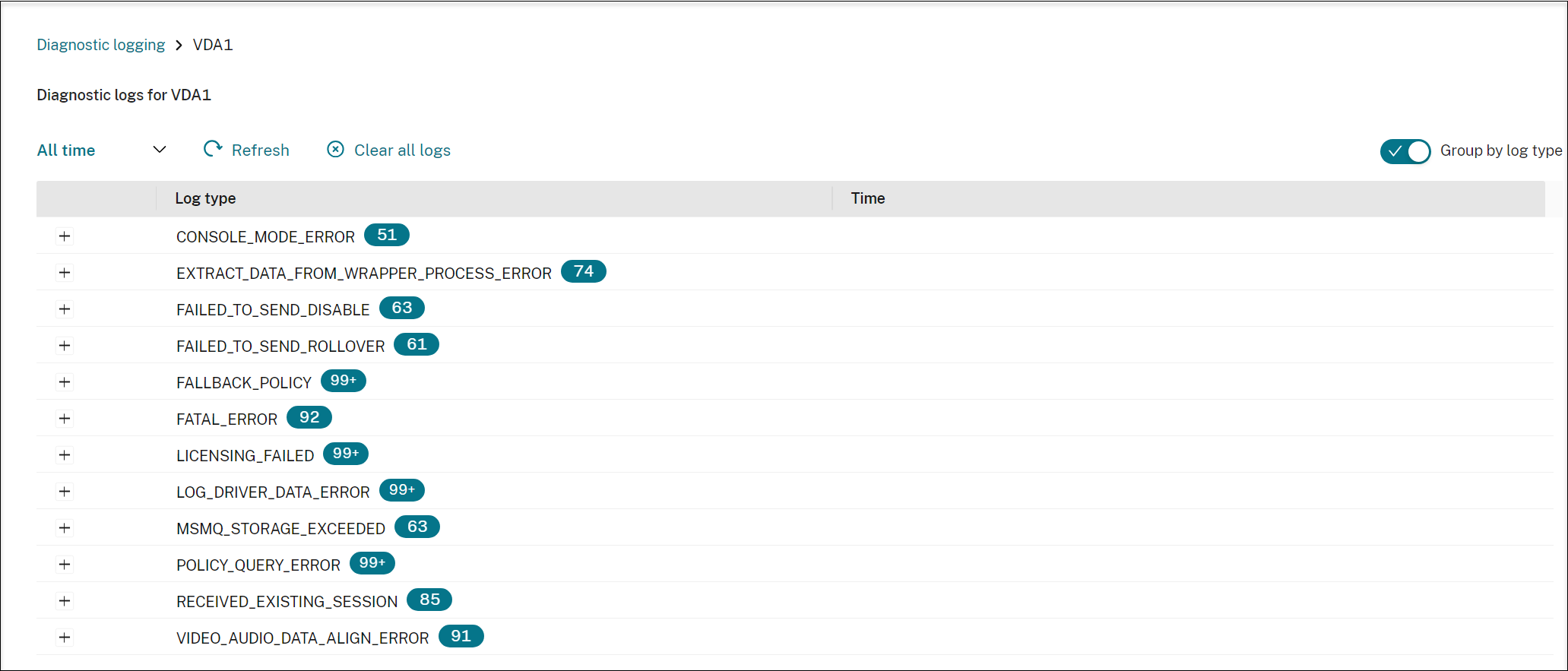 View diagnostic logs of a VDA