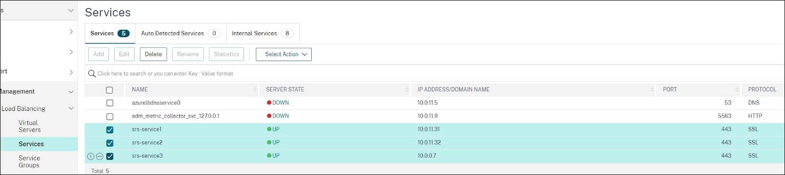 Bind services to virtual server