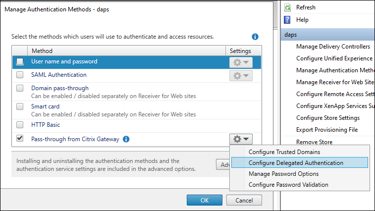 Configure delegated authentication