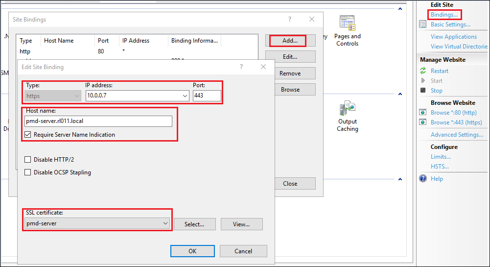 HTTPS binding in IIS Manager