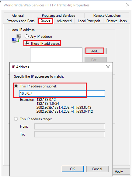 IP address limitation