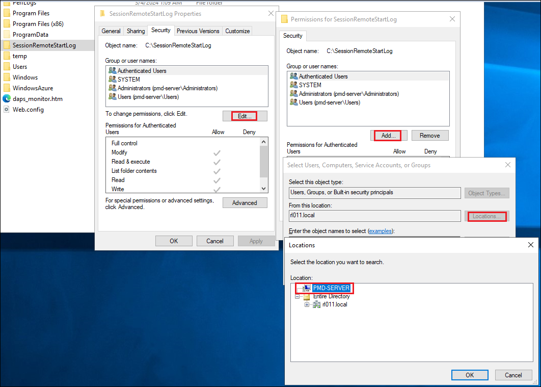 Session remote start log