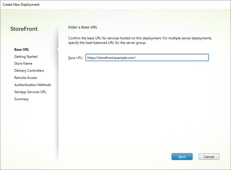 Screenshot of create deployment wizard