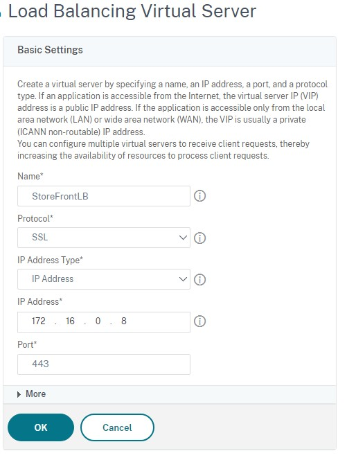 Screenshot of Citrix ADC Load Balancing Virtual Server screen