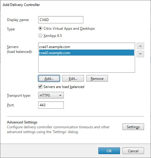 Capture d'écran de la fenêtre Ajouter un Delivery Controller