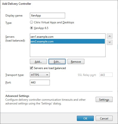 Screenshot of Add delivery controller window