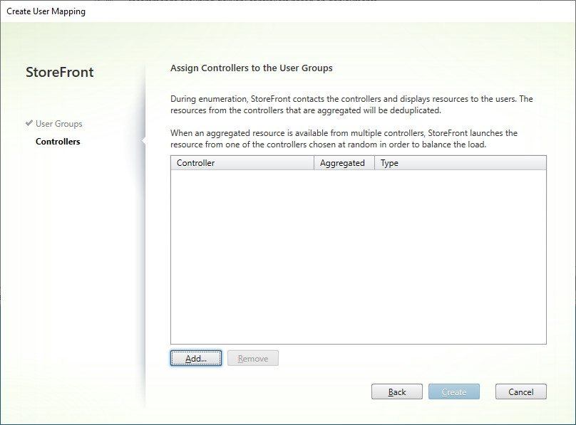 Screenshot of Create User Mapping screen User Groups tab