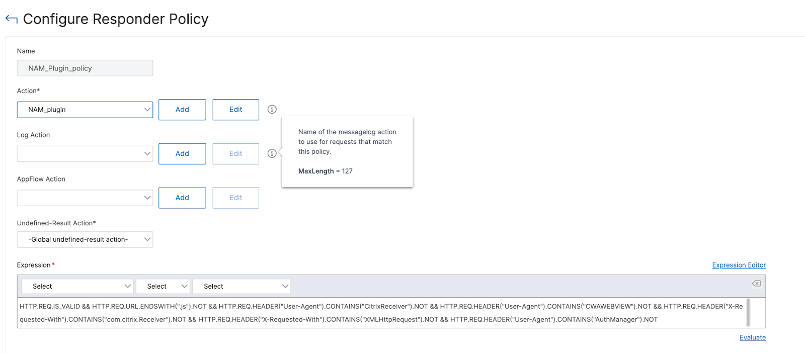 Screenshot of Configure Responder Policy