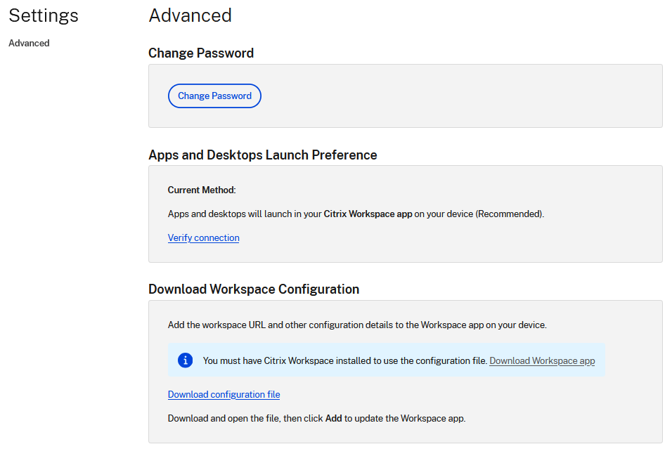 Screenshot of account settings screen