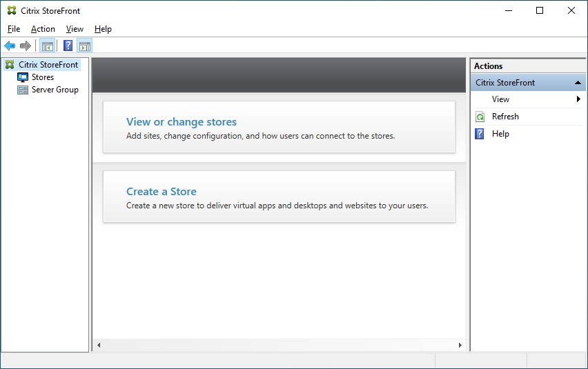 Screenshot of management console