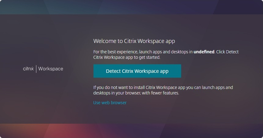 Screenshot of Welcome to Citrix Workspace app screen