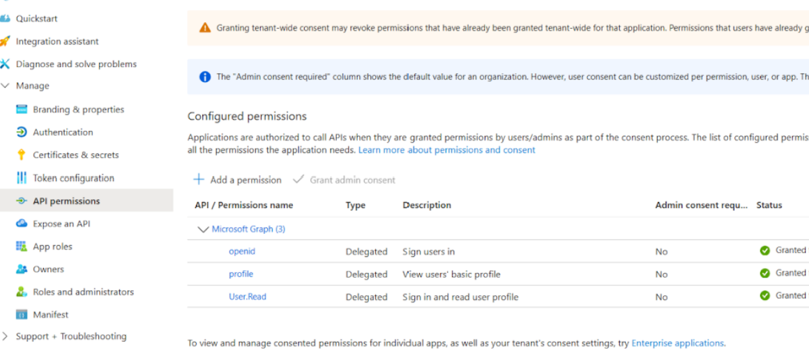 Azure grant permission