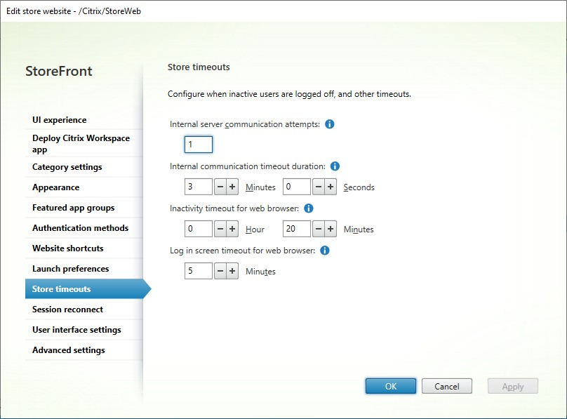 Screenshot of Session Settings screen
