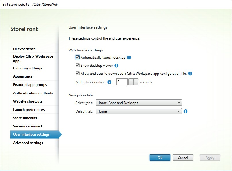 Screenshot of Session Settings screen