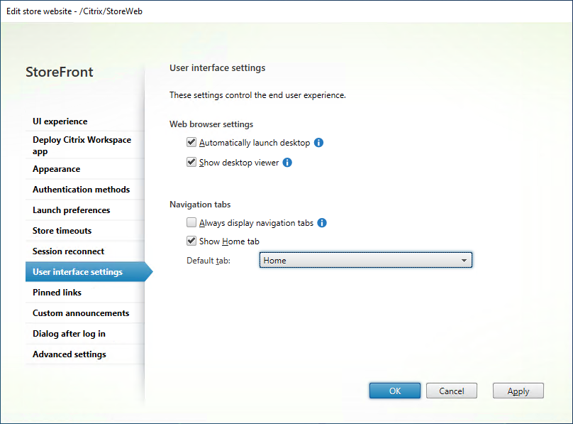 Screenshot of Session Settings screen