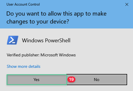 User account control prompt