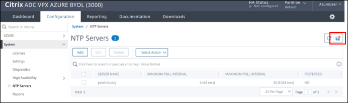 Enregistrer la configuration