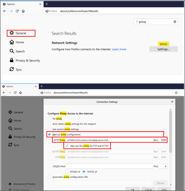 Configure Browser proxy