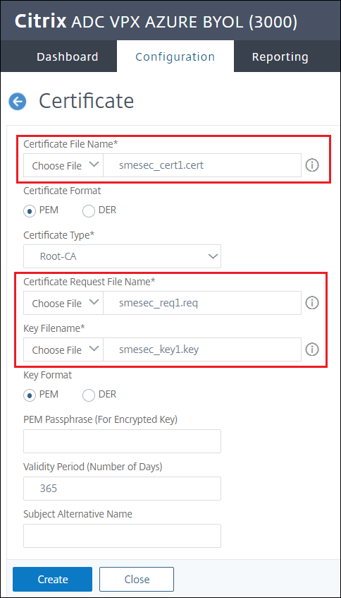 Create Certificate