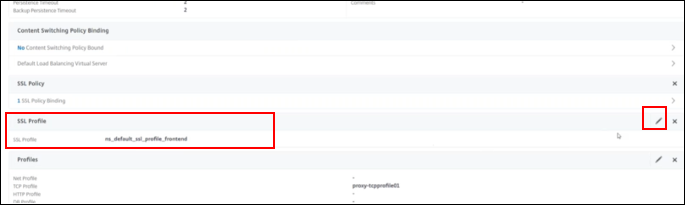 Modificar perfil SSL