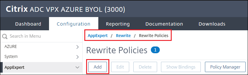 Create rewrite policy