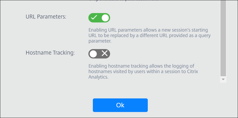 URL Parameters policy enable