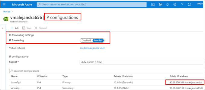 Configure NIC for ADC