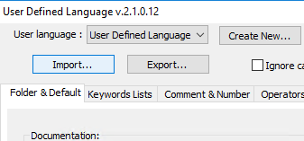 Import dialog