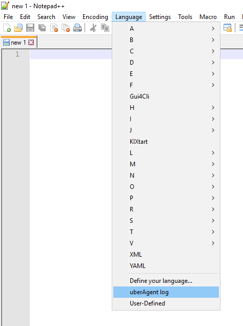 uberAgent language option