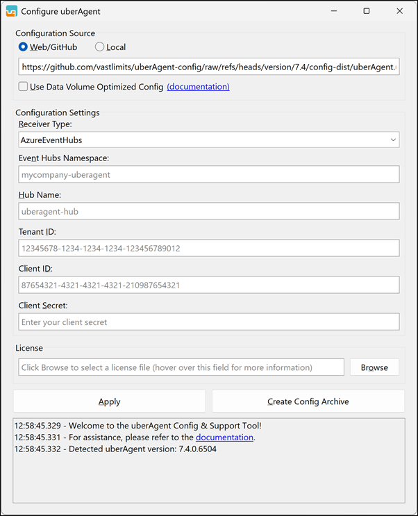 Azure Event Hubs Settings