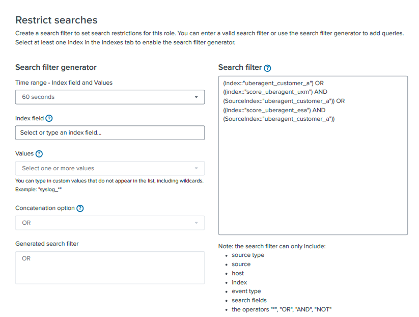 Splunk role restrict searches
